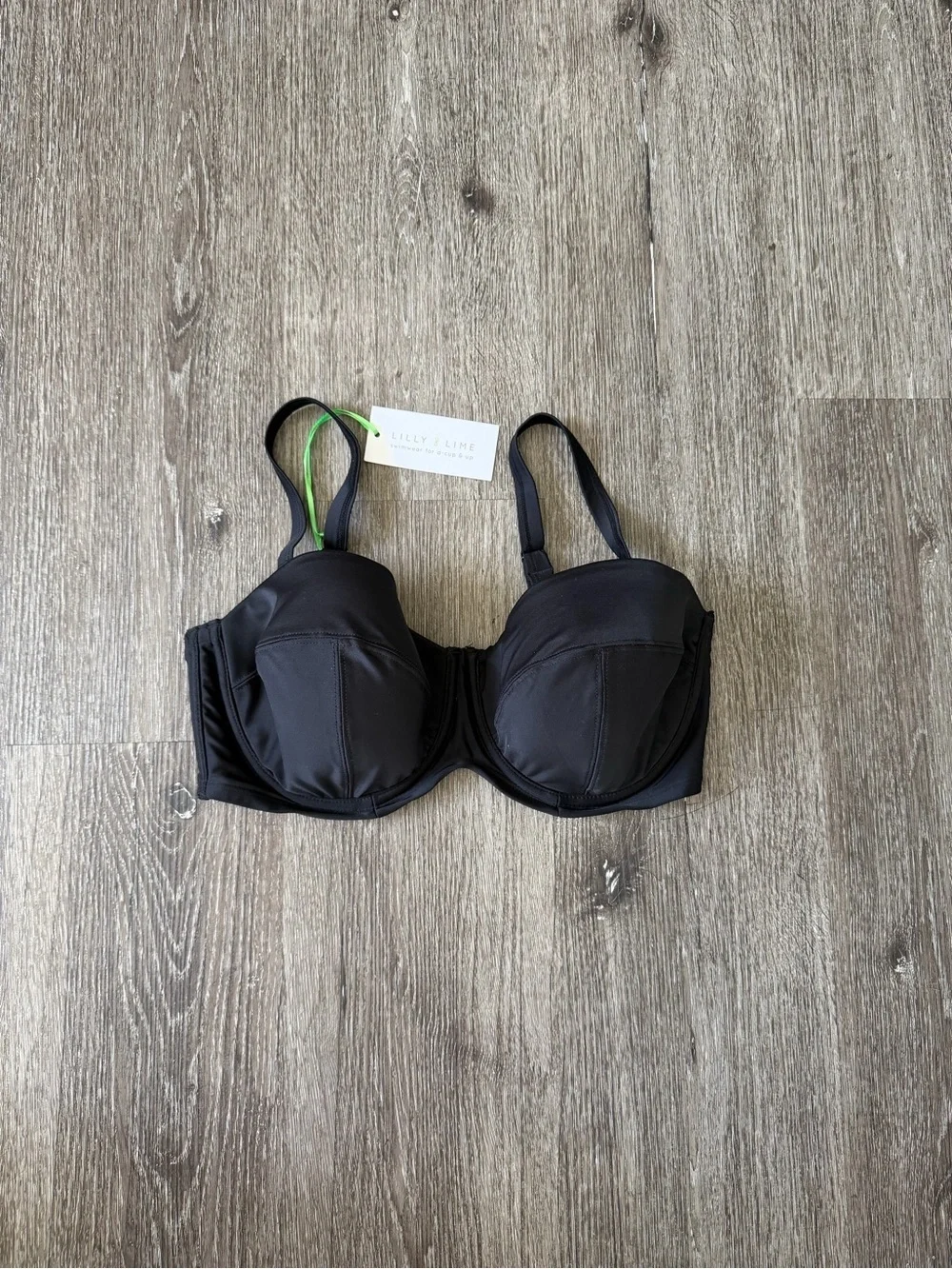Lilly Pulitzer Black Underwire Balconette Bikini Top with Adjustable Straps